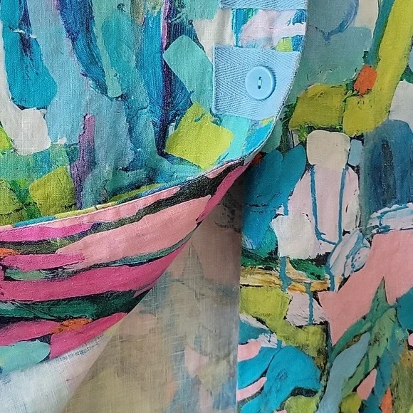 Claire Desjardins So Much Garden Sleeveless Tunic Button Down Size Large - Picture 4 of 8